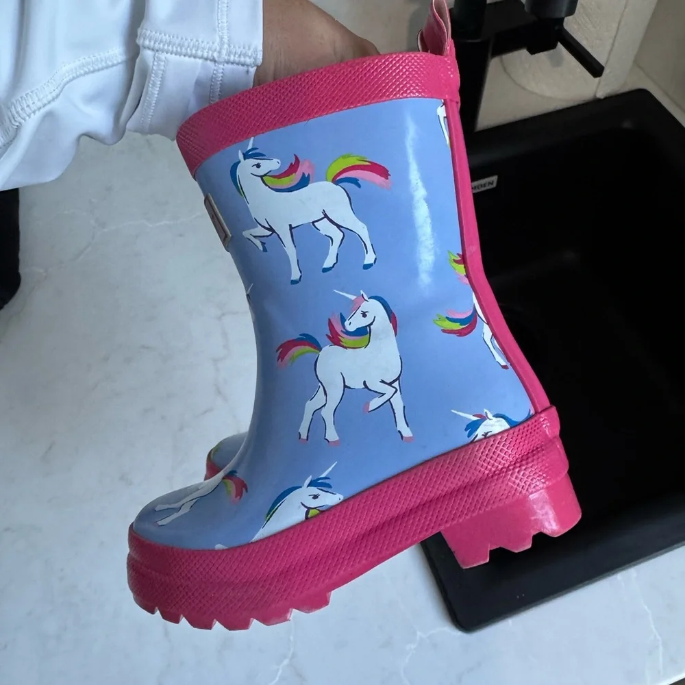 Hatley Pink & Light Blue Unicorn Kids Rain Boots